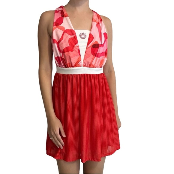 Bidi Badu Tennis Dress Mini Athletic Sporty Red Pink Pleated Summer Size Medium - Picture 7 of 7